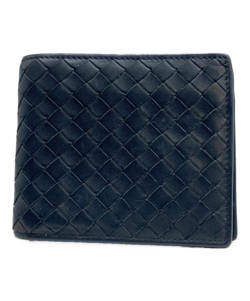 BOTTEGA VENETA（ボッテガベネタ）BOTTEGA VENETA (ボッテガベネタ) 2つ折り財布 イントレチャート ネイビーの古着・服飾アイテム