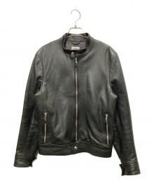EMMETI（エンメティ）の古着「ラムレザーシングルライダースジャケット」｜ブラック