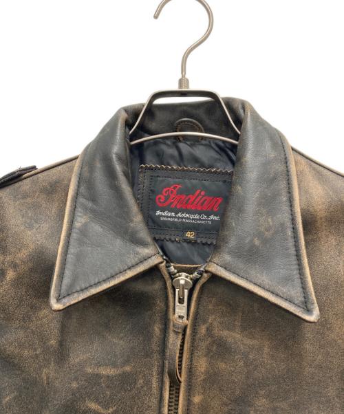 INDIAN MOTORCYCLE（インディアンモーターサイクル）INDIAN MOTORCYCLE (インディアンモーターサイクル) レザージャケット ブラック サイズ:SIZE42の古着・服飾アイテム