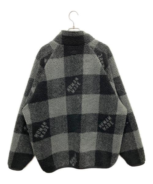 HUMAN MADE（ヒューマンメイド）HUMAN MADE (ヒューマンメイド)  CHECK BOA FLEECE JACKET（チェック　ボア　フリースジャケット） ブラック×グレー サイズ:SIZE Lの古着・服飾アイテム