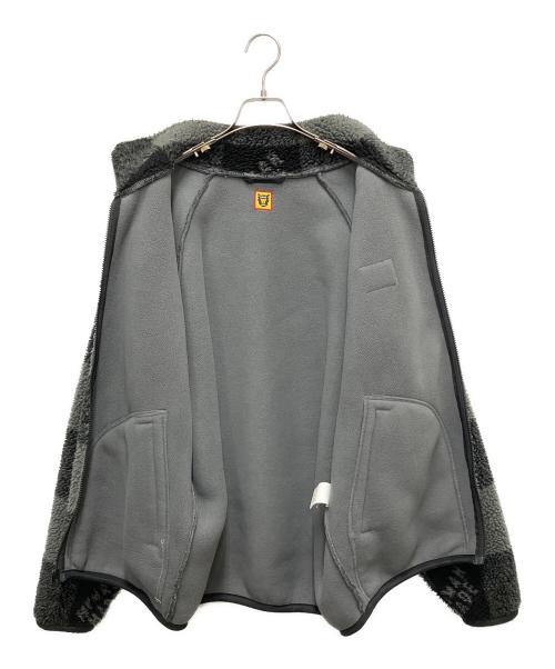 HUMAN MADE（ヒューマンメイド）HUMAN MADE (ヒューマンメイド)  CHECK BOA FLEECE JACKET（チェック　ボア　フリースジャケット） ブラック×グレー サイズ:SIZE Lの古着・服飾アイテム