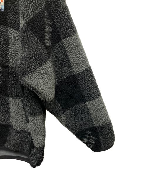 HUMAN MADE（ヒューマンメイド）HUMAN MADE (ヒューマンメイド)  CHECK BOA FLEECE JACKET（チェック　ボア　フリースジャケット） ブラック×グレー サイズ:SIZE Lの古着・服飾アイテム
