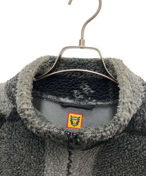 HUMAN MADE（ヒューマンメイド）HUMAN MADE (ヒューマンメイド)  CHECK BOA FLEECE JACKET（チェック　ボア　フリースジャケット） ブラック×グレー サイズ:SIZE Lの古着・服飾アイテム