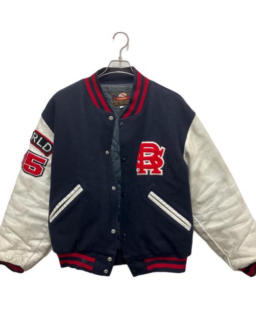 ivano（イバノ）ivano (イバノ) スタジャン ネイビー×ホワイト サイズ:Lの古着・服飾アイテム