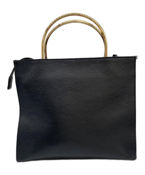 BLUE LABEL CRESTBRIDGE（ブルーレーベルクレストブリッジ）BLUE LABEL CRESTBRIDGE (ブルーレーベルクレストブリッジ) レザーメタルハンドルスクエアミニトート ブラックの古着・服飾アイテム