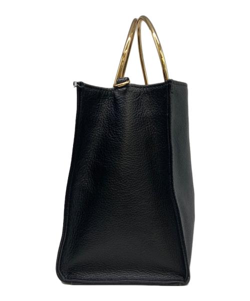 BLUE LABEL CRESTBRIDGE（ブルーレーベルクレストブリッジ）BLUE LABEL CRESTBRIDGE (ブルーレーベルクレストブリッジ) レザーメタルハンドルスクエアミニトート ブラックの古着・服飾アイテム