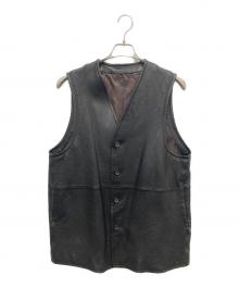EDIFICE（エディフィス）の古着「シープレザーロングベスト」｜ブラック