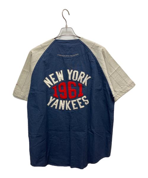 MIRAGE（ミラージュ）MIRAGE (ミラージュ) ベースボールシャツ ネイビー×グレー サイズ:Lサイズの古着・服飾アイテム