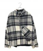 WELLDONEウェルダン）の古着「Wool Plaid Anorak Jacket ハーフジップチェックジャケットブルゾン」｜ホワイト