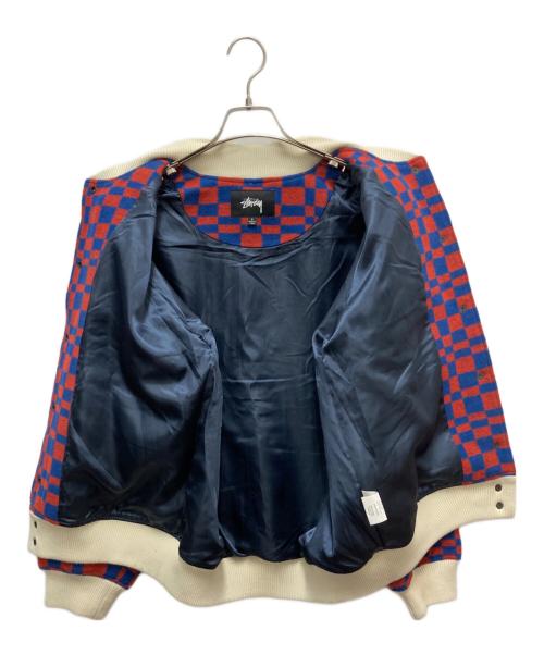 stussy（ステューシー）stussy (ステューシー) チェックスタジャン レッド×ブルー サイズ:SIZE Sの古着・服飾アイテム