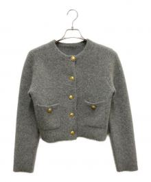 anuans（アニュアンス）の古着「ラクーンブレンドノーカラーニットカーディガン」｜グレー