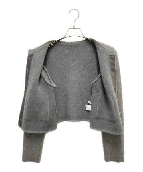 anuans（アニュアンス）anuans (アニュアンス) ラクーンブレンドノーカラーニットカーディガン グレー サイズ:SIZE FREEの古着・服飾アイテム