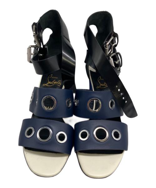 Christian Louboutin（クリスチャン・ルブタン）Christian Louboutin (クリスチャン・ルブタン) ヒールサンダル ブラック×ブルー サイズ:36　1/2の古着・服飾アイテム