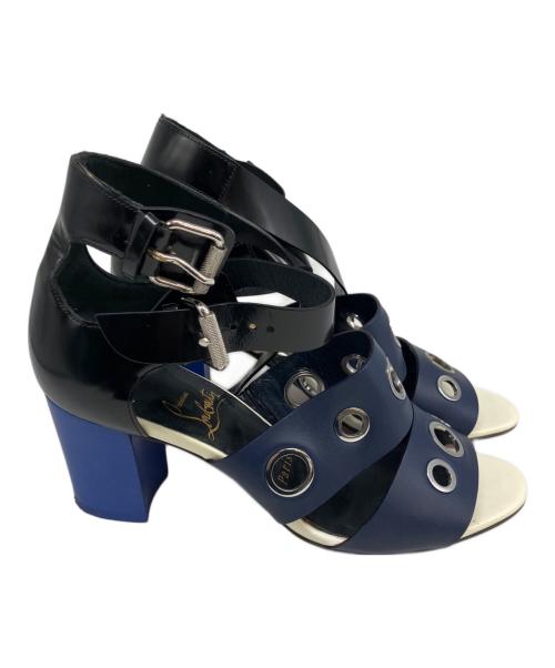 Christian Louboutin（クリスチャン・ルブタン）Christian Louboutin (クリスチャン・ルブタン) ヒールサンダル ブラック×ブルー サイズ:36　1/2の古着・服飾アイテム
