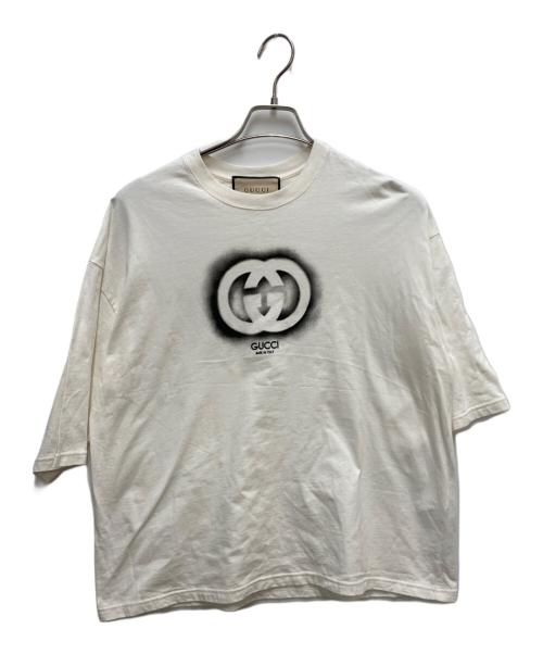 GUCCI（グッチ）GUCCI (グッチ) コットンジャージー オーバーサイズ Tシャツ ベージュ サイズ:Mの古着・服飾アイテム