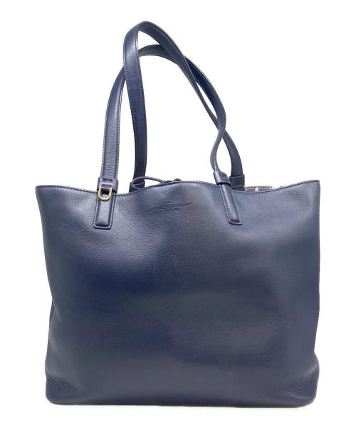 Ferragamo（フェラガモ）Ferragamo (フェラガモ) レザートートバッグ ネイビーの古着・服飾アイテム