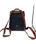 LONGCHAMP (ロンシャン) ナイロンリュック ブラック×ブラウン：12000円