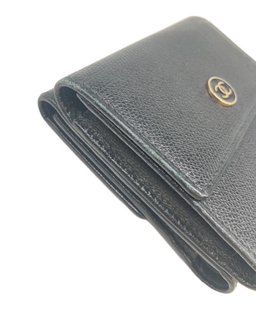 CHANEL（シャネル）CHANEL (シャネル) 3つ折り財布 ブラックの古着・服飾アイテム