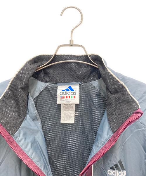 adidas（アディダス）adidas (アディダス) ハーフジップナイロンプルオーバー グレー×パープル サイズ:SIZE XLの古着・服飾アイテム