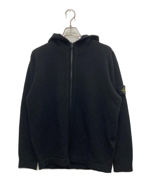 STONE ISLAND（ストーンアイランド）STONE ISLAND (ストーンアイランド) ラムウールフード付きジップセーター ブラック サイズ:XLの古着・服飾アイテム