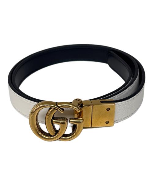 GUCCI（グッチ）GUCCI (グッチ) リバーシブルスリムベルト ブラック×ホワイトの古着・服飾アイテム