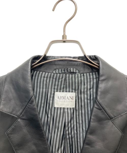 ARMANI COLLEZIONI（アルマーニ コレツィオーニ）ARMANI COLLEZIONI (アルマーニ コレツィオーニ) レザージャケット ブラック サイズ:SIZE 52の古着・服飾アイテム