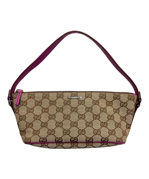 GUCCI（グッチ）GUCCI (グッチ) アクセサリーポーチ ベージュ×ピンクの古着・服飾アイテム