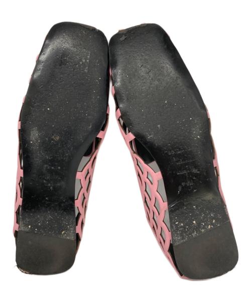 sergio rossi（セルジオロッシ）sergio rossi (セルジオロッシ) カットワークレザーフラットシューズ ピンク サイズ:SIZE 36の古着・服飾アイテム