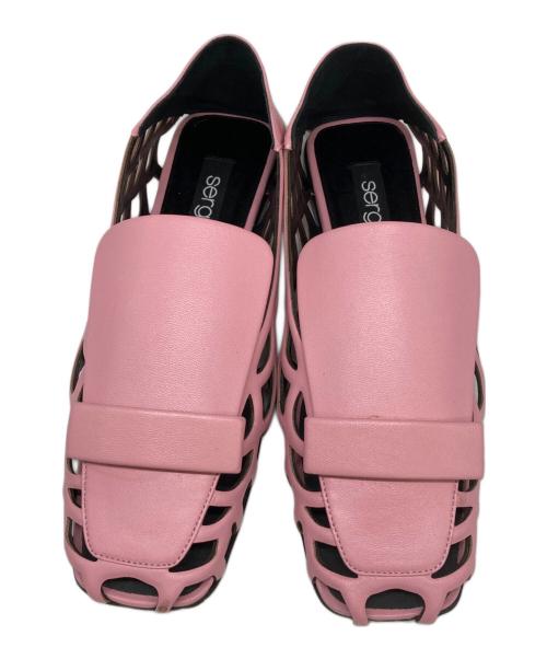 sergio rossi（セルジオロッシ）sergio rossi (セルジオロッシ) カットワークレザーフラットシューズ ピンク サイズ:SIZE 36の古着・服飾アイテム
