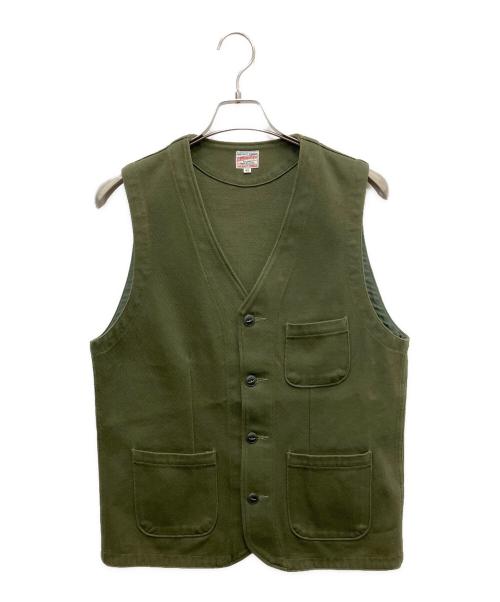 MOMOTARO JEANS（桃太郎ジーンズ）MOMOTARO JEANS (桃太郎ジーンズ) ワークベスト オリーブ サイズ:SIZE40の古着・服飾アイテム