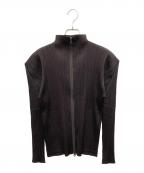 PLEATS PLEASEプリーツプリーズ）の古着「プリーツジップアップカーディガン」｜ブラウン