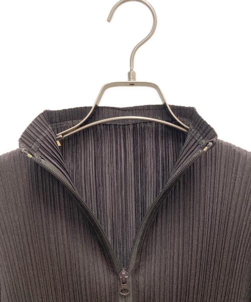 PLEATS PLEASE（プリーツプリーズ）PLEATS PLEASE (プリーツプリーズ) プリーツジップアップカーディガン ブラウン サイズ:SIZE3の古着・服飾アイテム