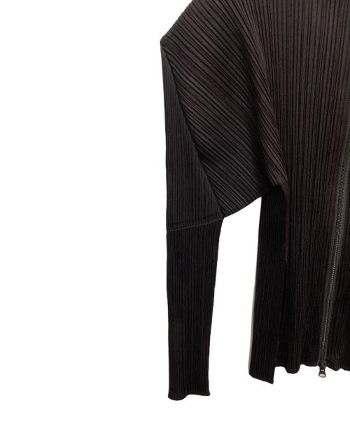 PLEATS PLEASE（プリーツプリーズ）PLEATS PLEASE (プリーツプリーズ) プリーツジップアップカーディガン ブラウン サイズ:SIZE3の古着・服飾アイテム