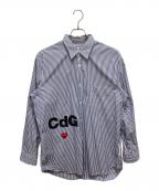 PLAY COMME des GARCONSプレイコムデギャルソン）の古着「長袖シャツ」｜ブルー×ホワイト