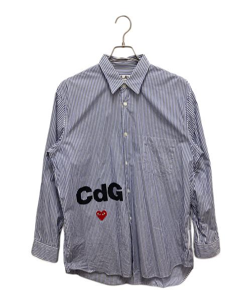 PLAY COMME des GARCONS（プレイコムデギャルソン）PLAY COMME des GARCONS (プレイコムデギャルソン) 長袖シャツ ブルー×ホワイト サイズ:SIZE Lの古着・服飾アイテム