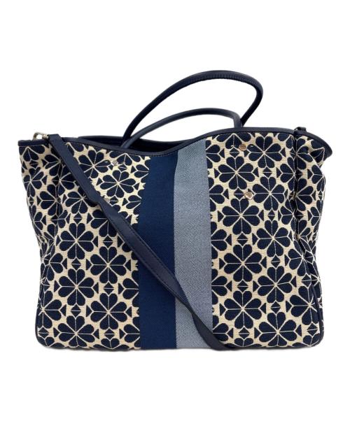 Kate Spade（ケイトスペード）Kate Spade (ケイトスペード) フラワージャガードトートバッグ ネイビーの古着・服飾アイテム
