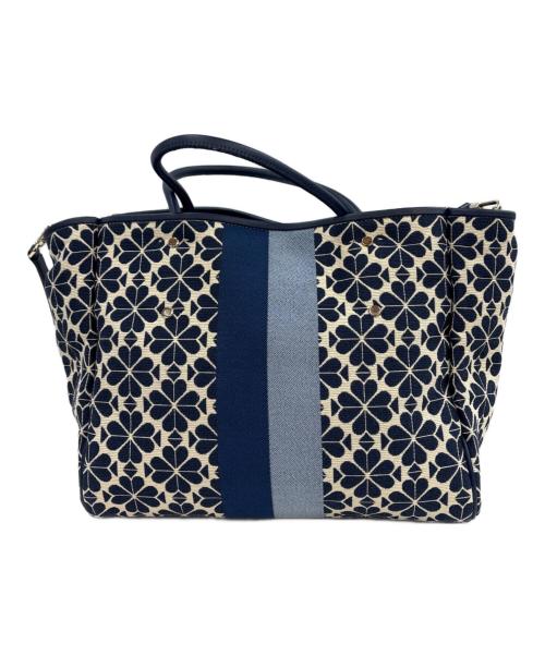 Kate Spade（ケイトスペード）Kate Spade (ケイトスペード) フラワージャガードトートバッグ ネイビーの古着・服飾アイテム