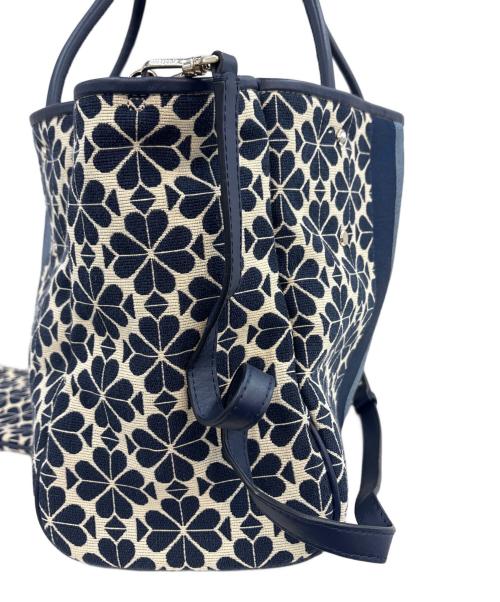 Kate Spade（ケイトスペード）Kate Spade (ケイトスペード) フラワージャガードトートバッグ ネイビーの古着・服飾アイテム
