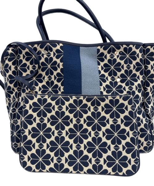 Kate Spade（ケイトスペード）Kate Spade (ケイトスペード) フラワージャガードトートバッグ ネイビーの古着・服飾アイテム