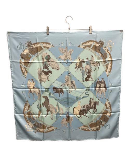 HERMES（エルメス）HERMES (エルメス) カレ90　シャンティイ城馬の博物館 スカイブルーの古着・服飾アイテム