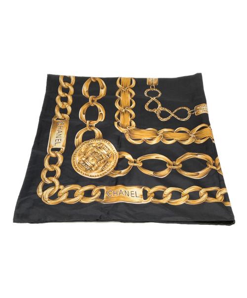 CHANEL（シャネル）CHANEL (シャネル) ココマークゴールドチェーンスカーフ ブラックの古着・服飾アイテム