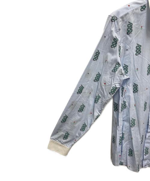 GUCCI（グッチ）GUCCI (グッチ) スネーク刺繍マイクロチェック長袖ボタンシャツ スカイブルー サイズ:SIZE Mの古着・服飾アイテム
