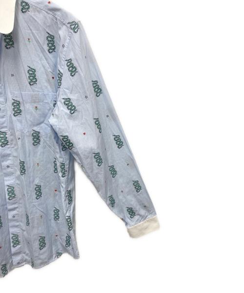 GUCCI（グッチ）GUCCI (グッチ) スネーク刺繍マイクロチェック長袖ボタンシャツ スカイブルー サイズ:SIZE Mの古着・服飾アイテム