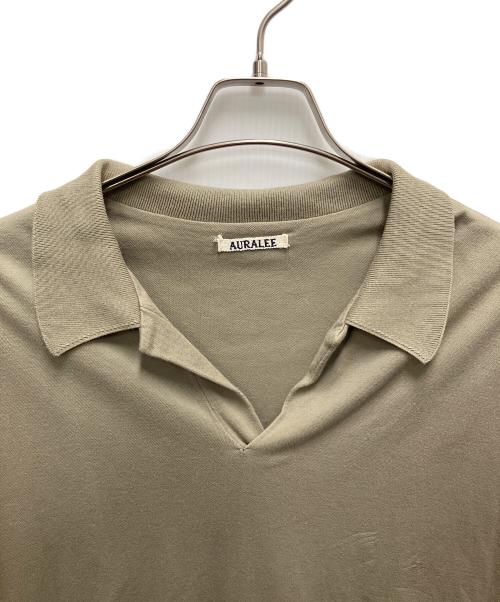 AURALEE（オーラリー）AURALEE (オーラリー) HIGH GAUGE PIQUE DOUBLE CLOTH SKIPPER POLO オリーブ サイズ:SIZE 4の古着・服飾アイテム