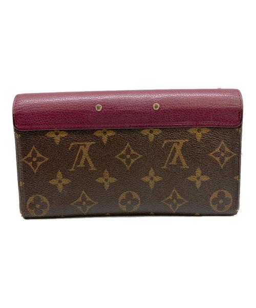 LOUIS VUITTON（ルイ ヴィトン）LOUIS VUITTON (ルイ ヴィトン) 長財布　ポルトフォイユ・パラス ブラウン×レッドの古着・服飾アイテム