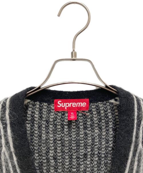 SUPREME（シュプリーム）SUPREME (シュプリーム) ニットカーディガン ブラック×ホワイト サイズ:SIZE XLの古着・服飾アイテム