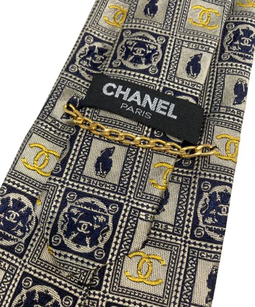 CHANEL（シャネル）CHANEL (シャネル) ネクタイ ネイビー×ベージュ サイズ:不明(記載なし)の古着・服飾アイテム