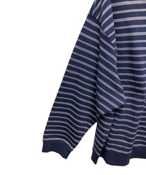 MIU MIU（ミュウミュウ）MIU MIU (ミュウミュウ) ストライプジッパーポロシャツ ネイビー サイズ:SIZE Lの古着・服飾アイテム