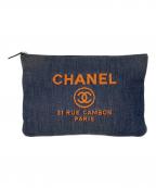 CHANELシャネル）の古着「クラッチバッグ　ドーヴィル」｜ネイビー×オレンジ