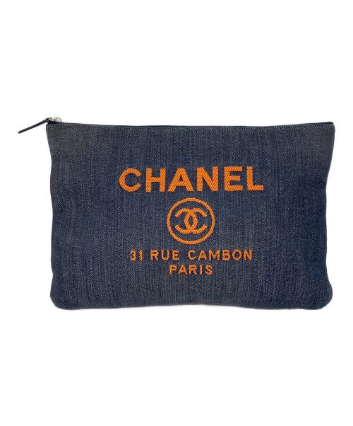 CHANEL（シャネル）CHANEL (シャネル) クラッチバッグ　ドーヴィル ネイビー×オレンジの古着・服飾アイテム